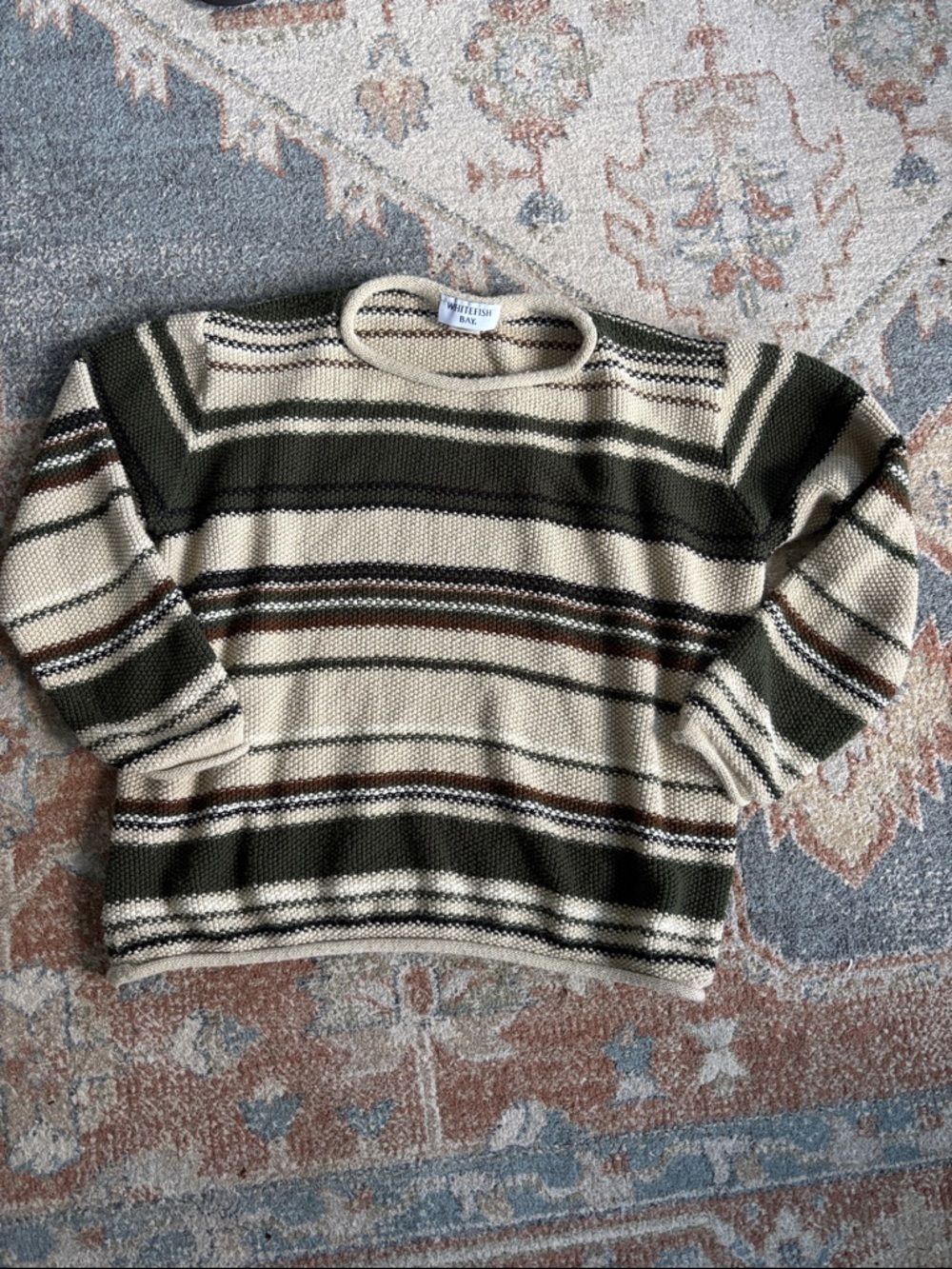 Vintage 90s style Whitefish Bay chunky striped sweater